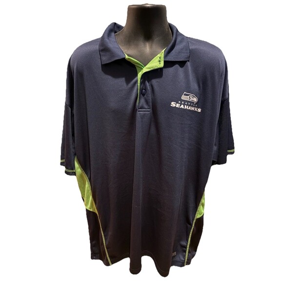 Seattle Seahawks NFL Team Apparel Men’s Navy Blue/Green TX3 Performance Polo 3XL - Picture 1 of 4
